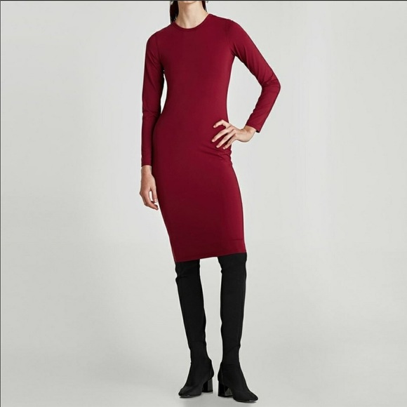 Zara Dresses Nwt Zara Long Sleeve Midi Bodycon Dress Poshmark